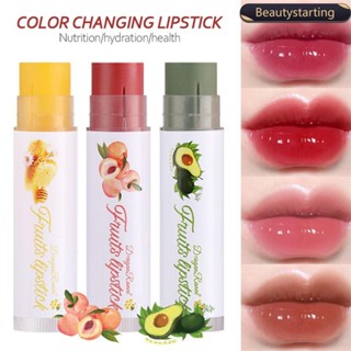 BEAUTYSTARTING Color Changing Lip Balm Fruit Flavor Moisturizing Lipstick Natural Lasting Lip Stick Lip Makeup Lip Care N9W6