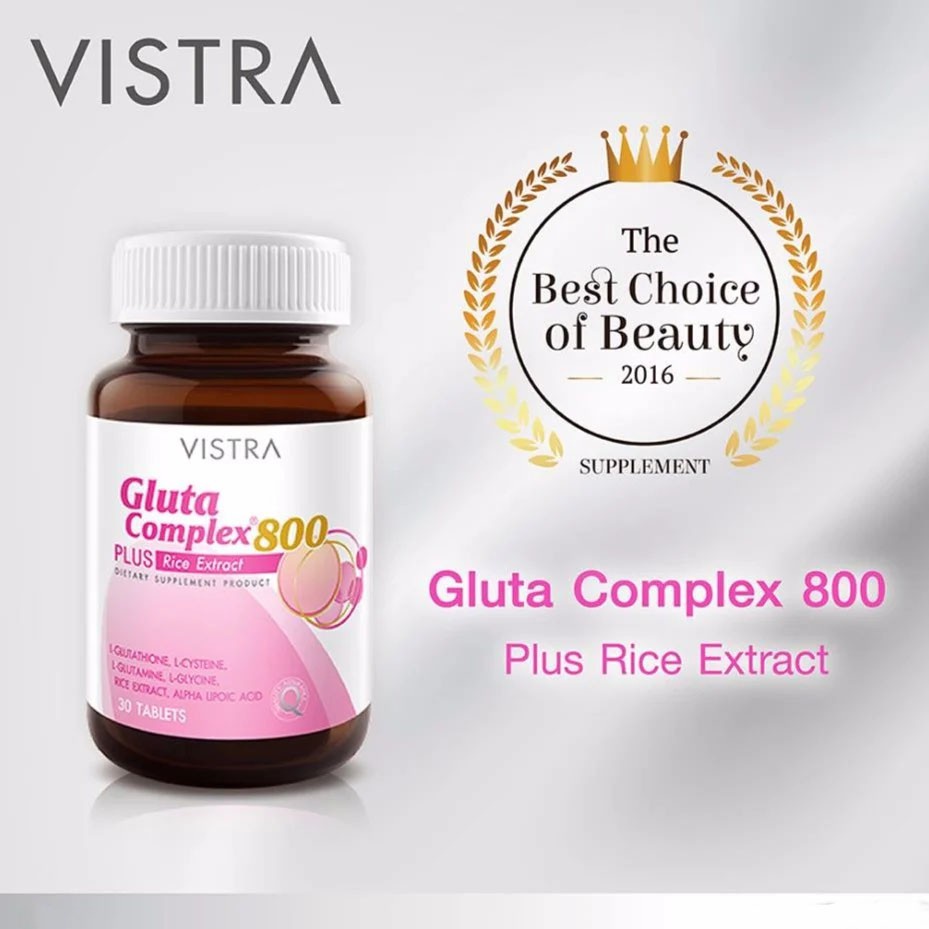 vistra-gluta-800-plus-30s-กลูต้าคอมเพล็กซ์-800-mg-ทำให้ผิวขาวใสอย่างปลอดภัย-ช่วยลดการสร้างเม็ดสีผิว