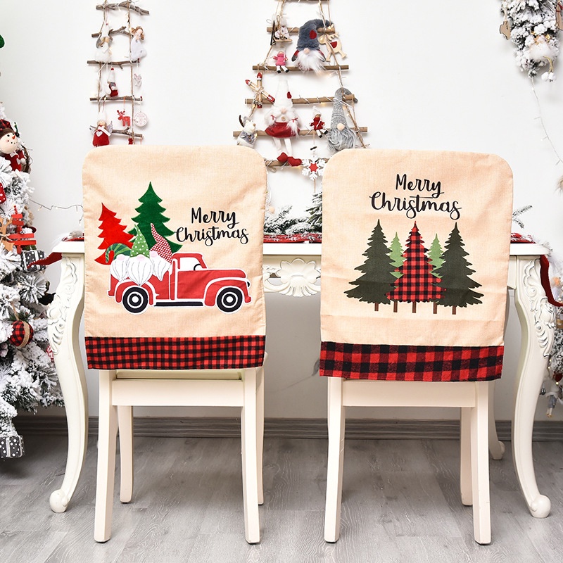 ผ้าคลุมเก้าอี้-ผ้าไม่ทอ-พิมพ์ลายการ์ตูนคริสต์มาส-ซานตาคลอส-สโนว์แมน-สําหรับตกแต่งคริสต์มาส