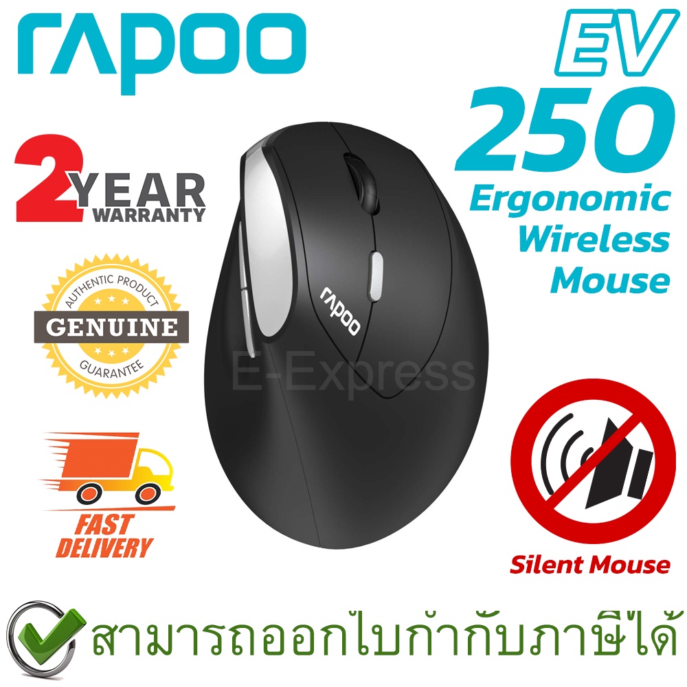 Rapoo EV250 Wireless Ergonomic and Silent Mouse เมาส์ไร้สาย ตามหลัก ...