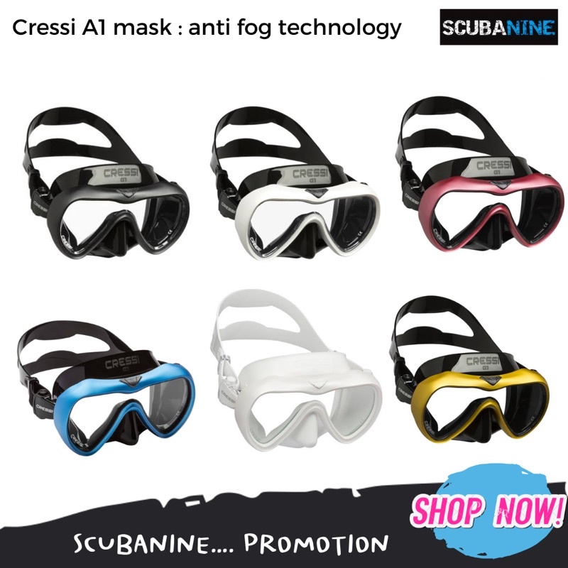 ภาพหน้าปกสินค้าBack in Stock  Cressi A1 mask หน้ากากดำน้ำลึก แบรนด์อิตาลี ตัวเลนส์ป้องกัน anti fog ในตัวเลนส์เลย