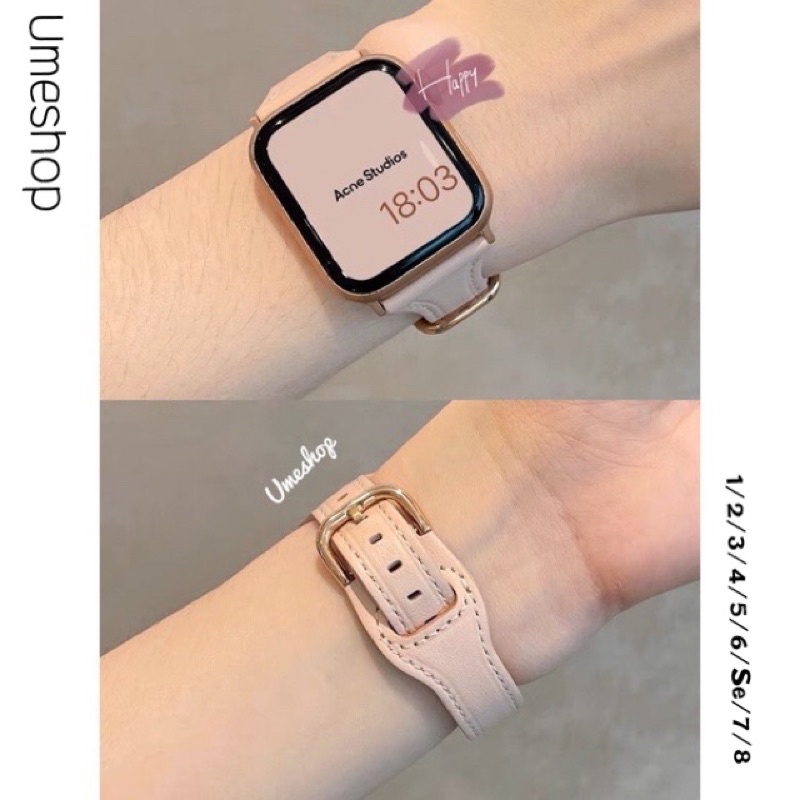 ภาพหน้าปกสินค้าสายหนังขอบเล็ก Bella สำหรับ watch 8 se 7 6 5 4 3ขนาด 38/40/41/42/44/45มม ใช้กับ smart watch สายหนังสาย smart watch