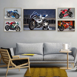 ภาพจิตรกรรมบนผ้าใบ ลาย Superbike KTM สําหรับติดตกแต่งผนังบ้าน รถมอเตอร์ไซค์ รถสปอร์ต คลับ