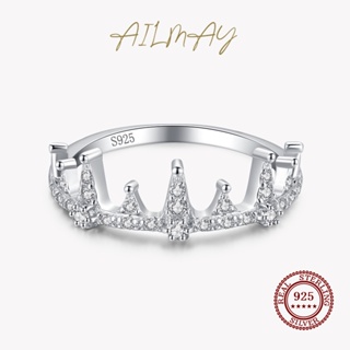 Ailmay แหวนเงินแท้ 925 รูปมงกุฎเจ้าหญิง หรูหรา เครื่องประดับ สําหรับผู้หญิง