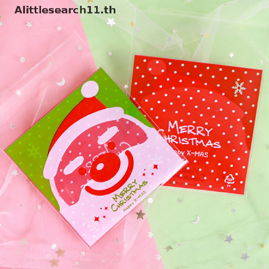 alittlesearch11-ถุงขนมคุกกี้-มีกาวในตัว-ลายคริสต์มาส-10-10-ซม-100-ชิ้น-ต่อแพ็ก