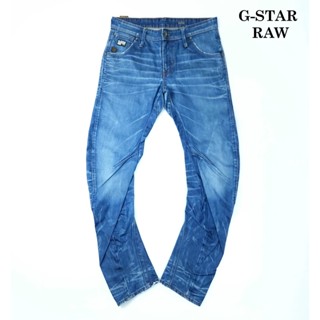 ยีนส์ G-Star Raw เอว 34 ทรงขาโค้ง ผ้าด้าน เฟดจัด ขาเดฟ