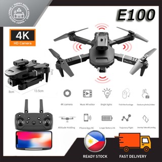 【COD】2022 E100 โดรนติดกล้อง 4K กล้องคู่ GPS โดรน โดรนขนาดเล็ก กล้องใส โดรนแบบพับได้ โดรน GPS รีโมทคอนโทรล ระยะทางไกล