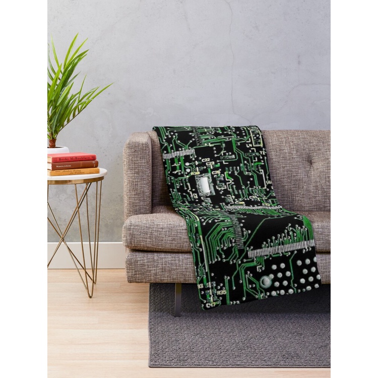 circuit-board-green-throw-blanket-blanket-luxury-brand