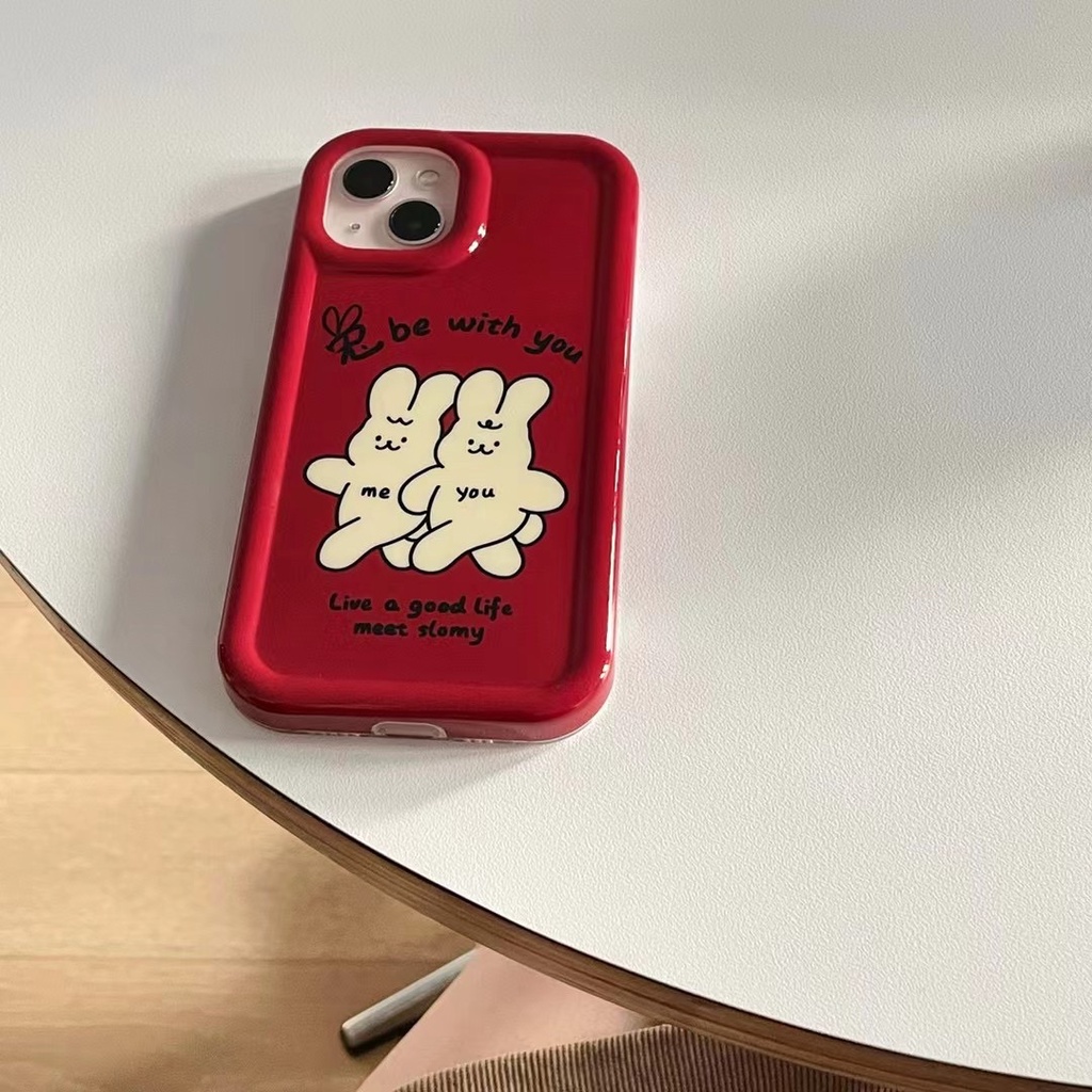 ส่งเชือกเส้นเล็ก-เคสไอโฟน-14-pro-max-13-12-11-เคส-for-iphone-14พลัส-สีแดง-การ์ตูน-น่ารัก-พกง่ายๆ-การป้องกันการตก-case