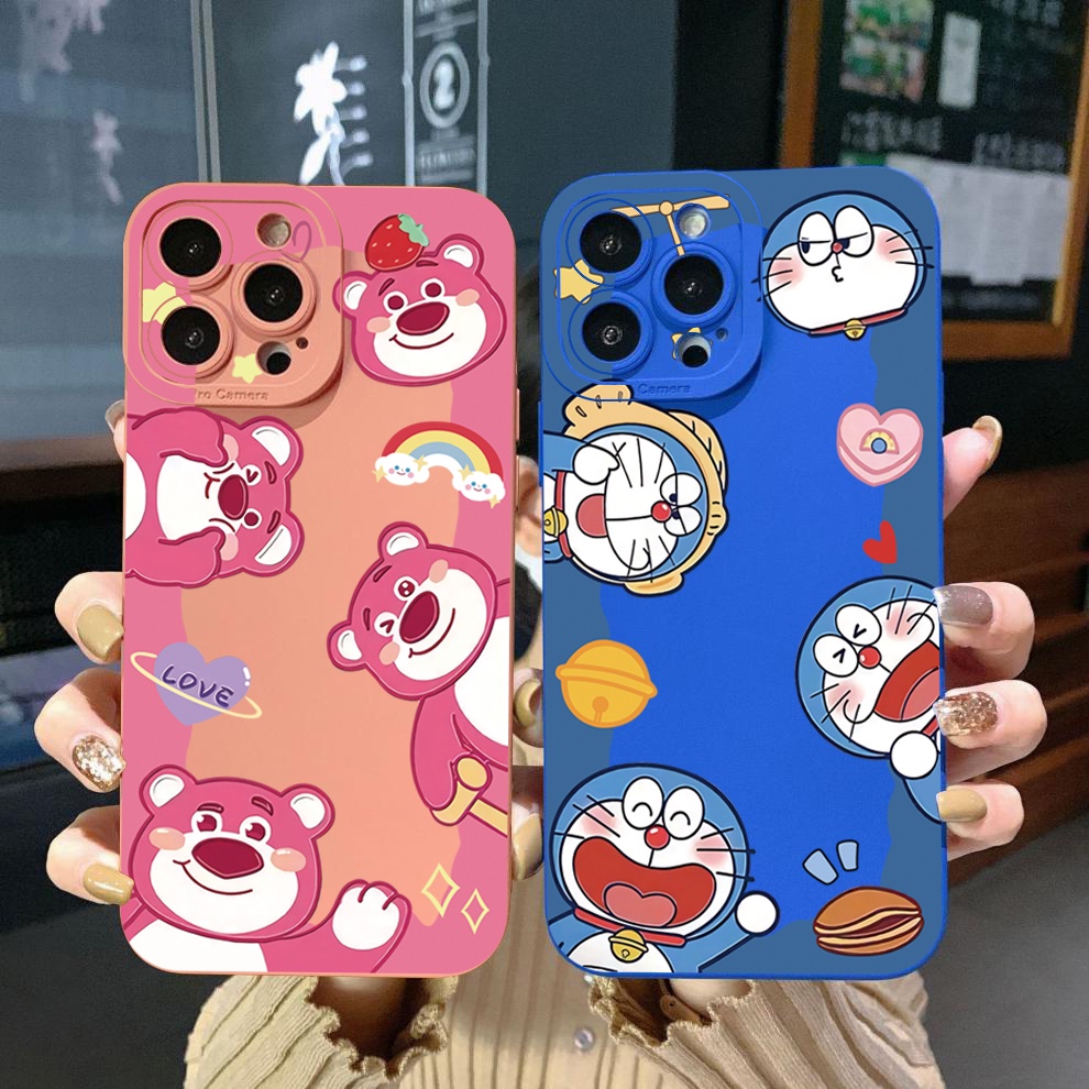 เคสโทรศัพท์มือถือ-ขอบสี่เหลี่ยม-แบบเต็ม-ลายโดราเอมอนยิ้ม-สําหรับ-samsung-galaxy-s22-plus-note-20-ultra-s21-fe-s20