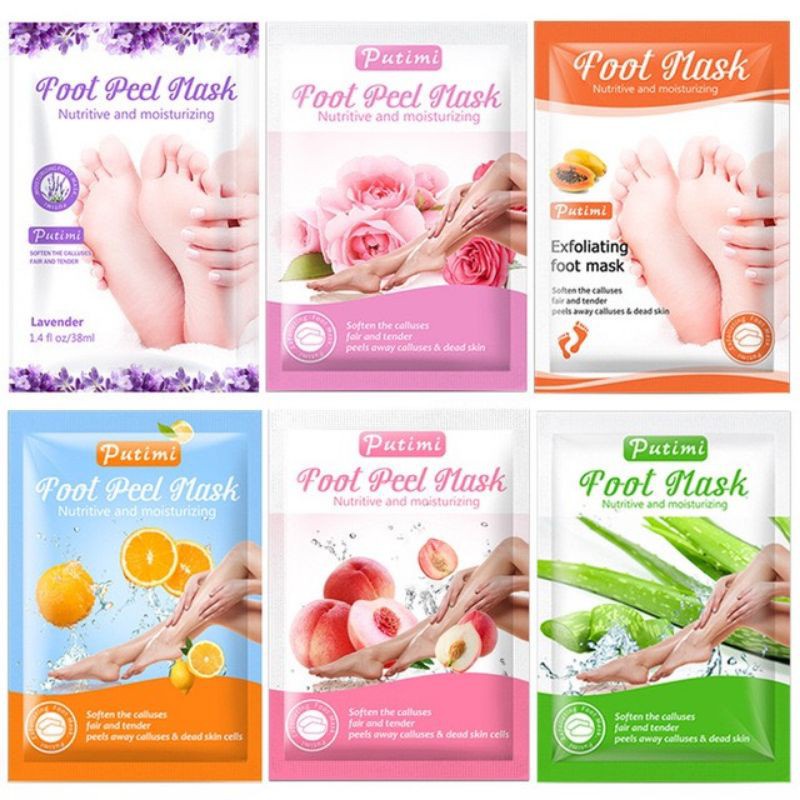 มาส์กเท้า-มาส์กลอกเท้า-foot-peel-mask-ถุงลอกเท้า-แก้ปัญหาส้นเท้าแตก-คละกลิ่น-สินค้าพร้อมส่ง