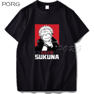 เสื้อยืด Jujutsu Kaisen Sukuna ราชาแห่งคําสาปชาย / หญิงฮาราจูกุอะนิเมะซัมเมอร์สตรีทแฟชั่นฮิปฮอปเสื้อยืดขนาดใหญ่สั้น Slee