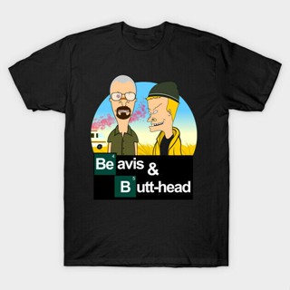 เสื้อยืดผ้าฝ้ายพิมพ์ลายขายดี Yuanl5 [พร้อมส่ง] เสื้อยืดแขนสั้น พิมพ์ลาย Breaking Bad x Beavis And Butthead Walter And Je