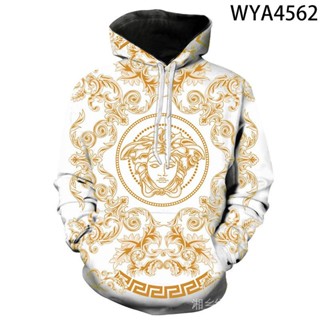 ใหม่ เสื้อกันหนาวลําลอง มีฮู้ด พิมพ์ลาย Versace Medusa 3D แฟชั่น สําหรับผู้ชาย เหมาะกับการเล่นกีฬา 2021