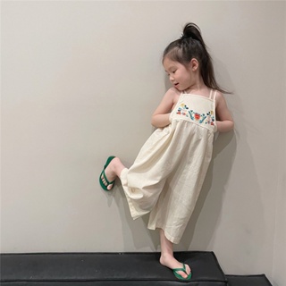 FiFi Baby พร้อมส่ง ชุดกเด็กผู้หญิงลายปัก ชุดเสื้อจั๊มสูทเด็กสไตล์เกาหลี กางเกงเด็ก สวมใส่สบาย ไซส์(95-130cm)