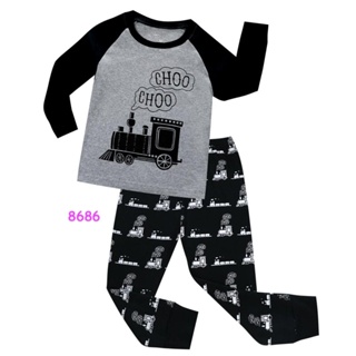 LBLP-8686 ชุดนอนเด็กผู้ชาย ผ้าเนื้อบางนิ่ม สีดำรถไฟ 🚗พร้อมส่งด่วนจาก กทม.🇹🇭