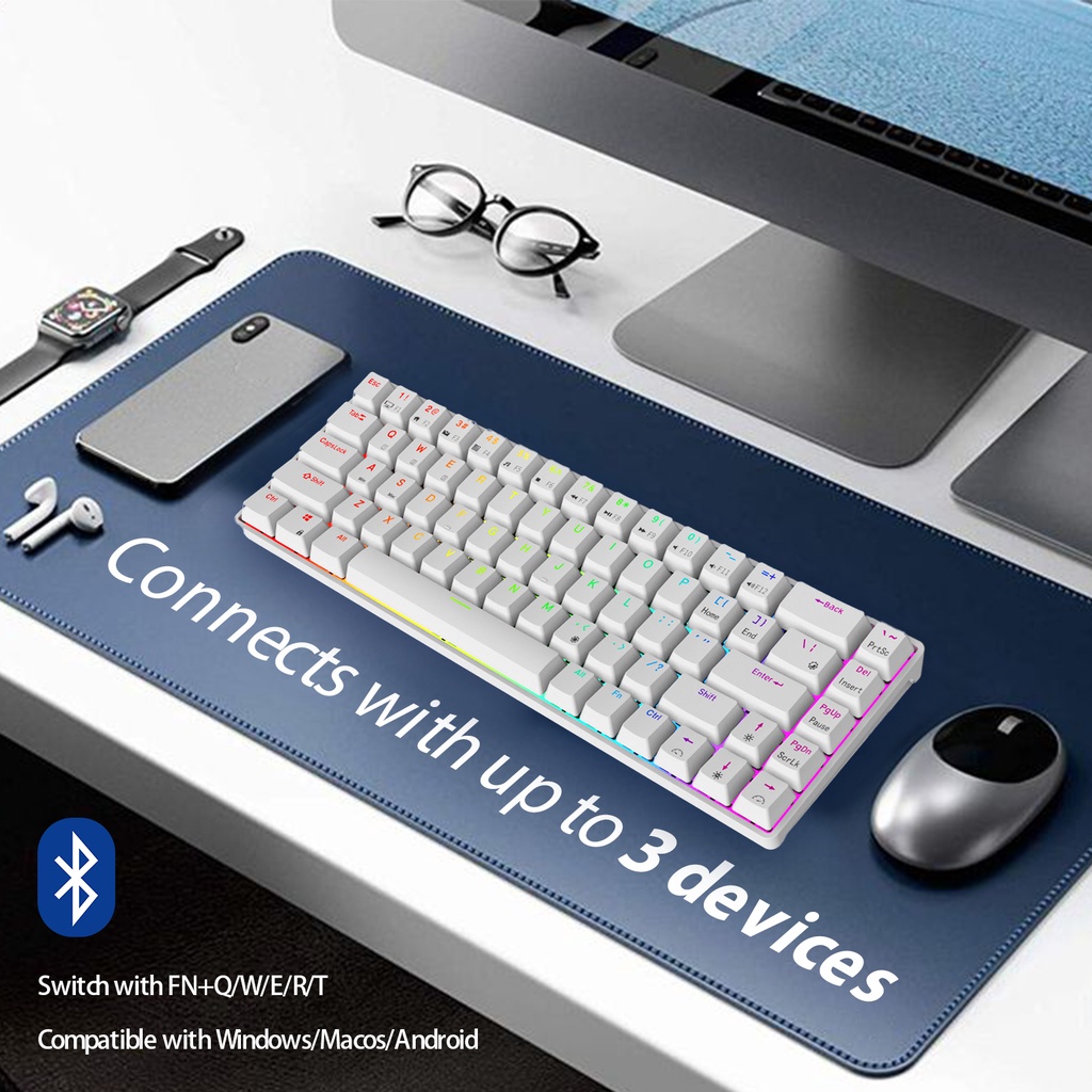 ภาพสินค้าROYAL KLUDGE RK68 Bluetooth Wireless Mechanical Gaming Keyboard 65% Compact Design RGB Hotswap Red/Brown/Blue Switch คีย์บอร์ดไร้สาย แป้นพิมพ์เกมมิ่ง จากร้าน baishiwangluo.th บน Shopee ภาพที่ 6