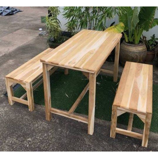 sukthongแพร่-ชุดโต๊ะอาหารยาวไม้สัก-3-ตัว-งานไม้ดิบไม่ทำสี-sukp-453
