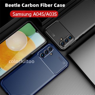 Phone Case For Samsung Galaxy A04S A03S A035F A02 A02S A01 A03 A04 Core Casing Carbon Fibre Soft TPU Silicone Case Ultra Thin Camera Protection Bumper Shockproof Back Cover