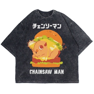 Daily-T เสื้อยืดโอเวอร์ไซซ์ พิมพ์ลาย "Chainsaw man Pochita" | เสื้อยืดซักได้ | เสื้อยืด สไตล์วินเทจ