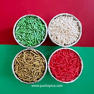 น้ำตาลตกแต่ง XMAS Sugar Sprinkles แต่งหน้าเค้ก คัพเค้ก ขนมเบเกอรี่ น้ำตาลคริสต์มาส แพค 50g