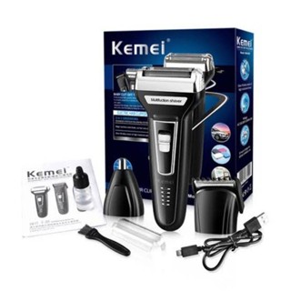 Kemei 3in1 เครื่องโกนหนวด ปัตตาเลี่ยนตัดผม เครื่องตัดขนจมูก ชาร์จไฟUSB