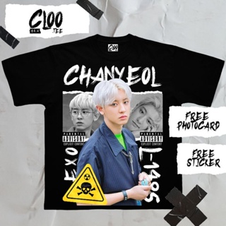 เสื้อยืดชาย KAOS KPOP CHANYEOL CLOOTEE สตรีทแวร์ผู้ชายเสื้อยืดผู้หญิง