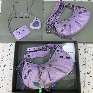 Lavender Balenciag Le cagoole underarm baguette hobo bag luxury shoulder zipper saddle bag