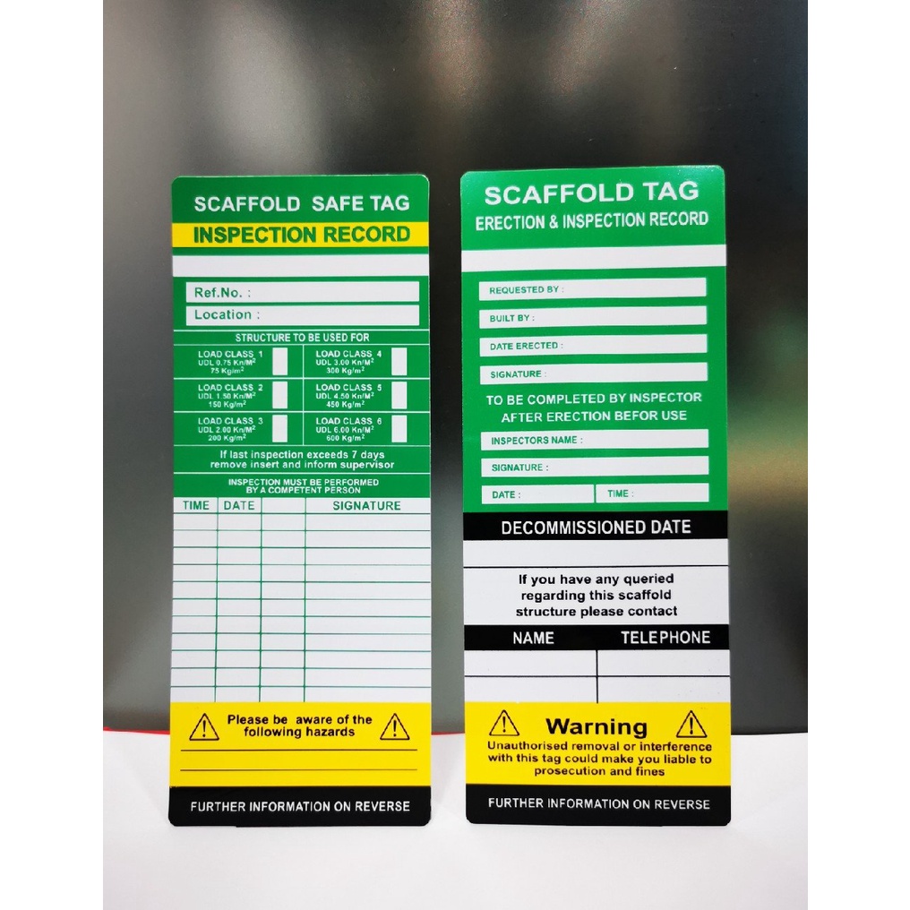MT01A ป้ายนั่งร้าน scaffolding Tag Holder status ป้ายพลาสติกสองด้านแสดงสถานะของนั่งร้าน (แพ็คละ