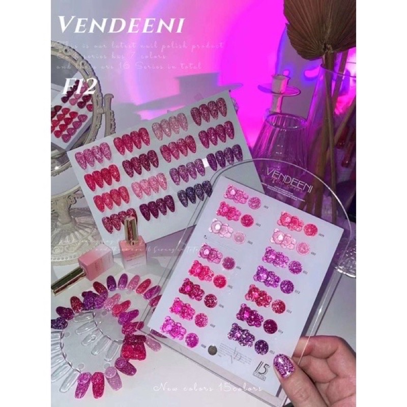 สีเจลทาเล็บ-vendeeni-15-สี-รุ่น-f12-โทนชมพู-ม่วง-แฟลช-หวานๆ-พร้อมชาร์ท