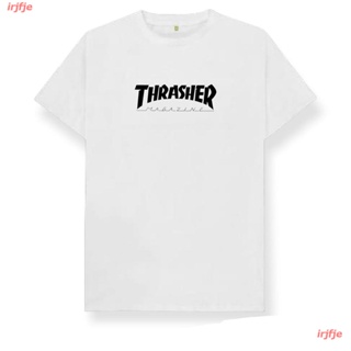 เสื้อยืดผ้าฝ้ายพิมพ์ลาย THRASHER MAGAZINE Combed 30s / Polyflex ไซส์ M, XL, XL สําหรับผู้หญิงและผู้ชาย ผู้ชาย เสื้อยืด ด