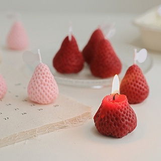 【AG】Aromatherapy Candle Adorable Strawberry Shape Eco-friendly Eradicate Odor Fruit Festival Candle for Home