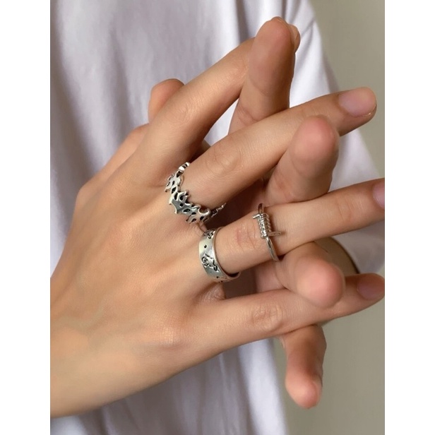 แหวนผู้ชายแคสเปอร์-ซื้อ1ได้-3วง-แหวนเซทเทห์-สีเงินแบบเกาหลี