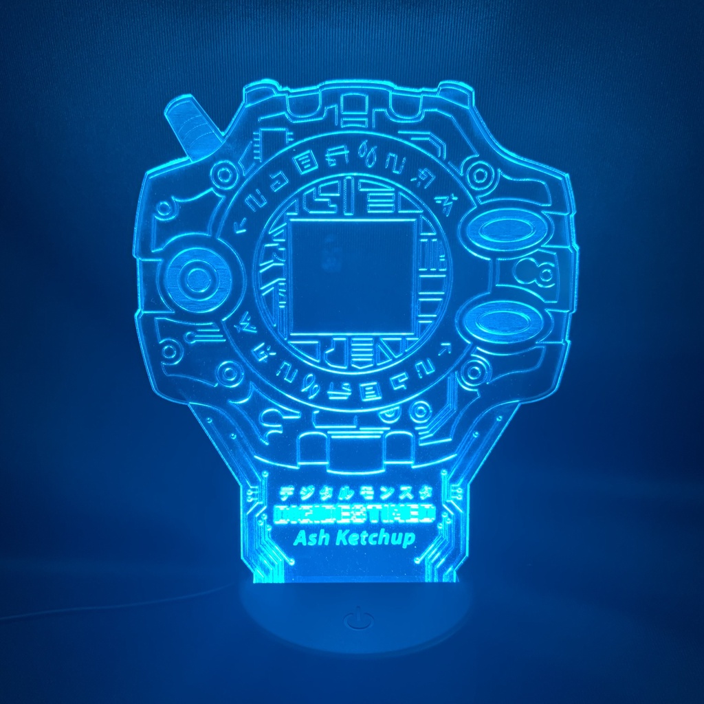 Digimon Digivice โคมไฟ LED 3D (สี RGB + รีโมต) โคมไฟกลางคืน เตียงสัมผัส ...