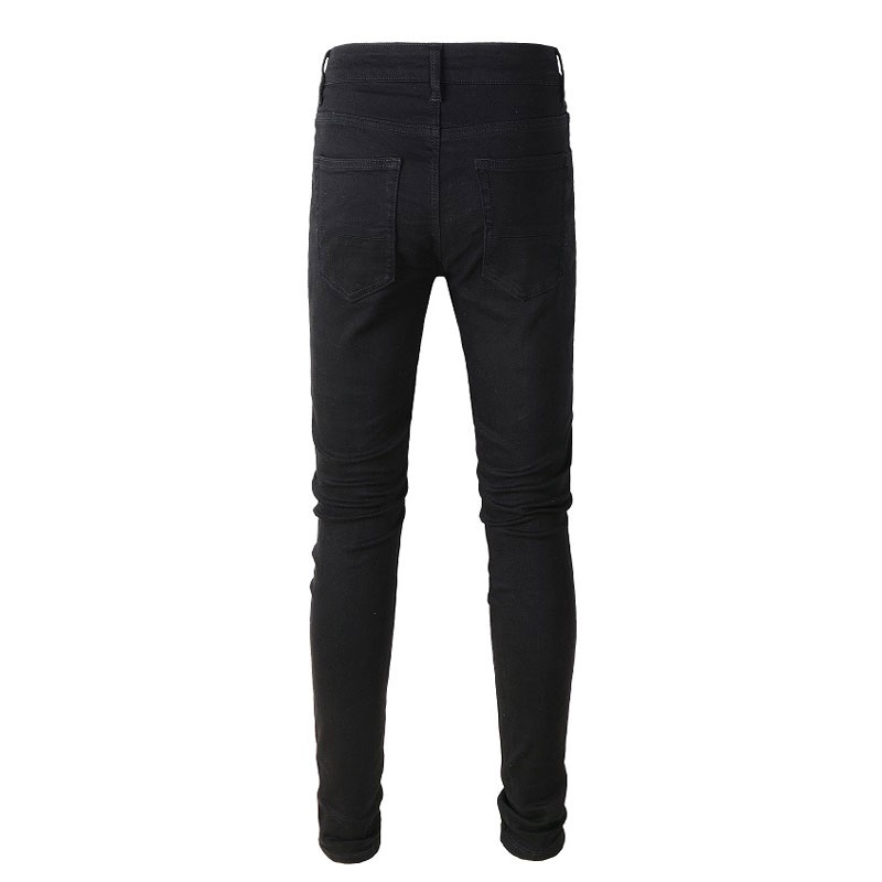 amiri-กางเกงยีนส์สีดำ-มีด-cut-hole-patch-slim-jeans