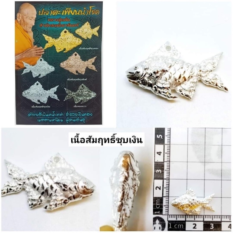 ปลาตะเพียนนำโชคเนื้อสัมฤทธิ์ชุบเงิน