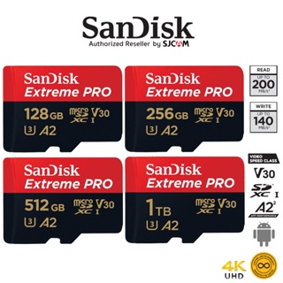 ภาพขนาดย่อของสินค้าSanDisk Extreme PRO microSD Card 128GB 256GB 512GB 1TB UHS-I A2 Speed 200 (SDSQXCD) เมมโมรี่การ์ด แซนดิส ใส่ Gopro6-11 & MAX