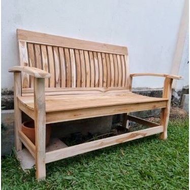 sukthongแพร่-โซฟาไม้สัก-เก้าอี้รับเเขกหลังพิงเส้นไม้ระเเนงโค้งแนวตั้ง-ม้านั่งยาว-งานดิบไม่ทำสี-50-120ที่นั่งสูง-40cm