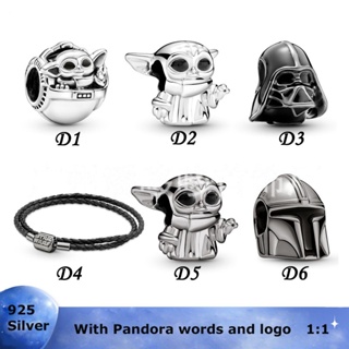 Pandora สร้อยข้อมือเงิน 925 ประดับลูกปัด ลาย Star Wars สีดํา เครื่องประดับ DIY w1022