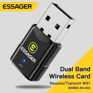 Essager การ์ดรับส่งสัญญาณเครือข่ายไร้สาย 600M USB Dual Band 2.4G 5G Dual Band USB Wifi