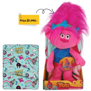 ตุ๊กตาพร้อมผ้าห่มโทรล ของแท้ 100% usaBlanket Trolls 40 x 50 Throw Pillow