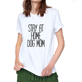 เสื้อแฟชั่นผญ Kalmak evde köpek anne komik T shirt kadın baskılı kısa kollu pamuklu tişört Femme siyah beyaz bayanlar To