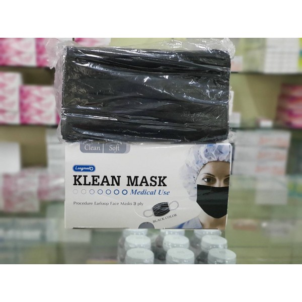 ผ้าปิดจมูก-กระดาษ-klean-mask-50ชิ้น-สีดำ