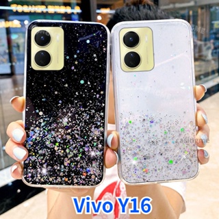 Vivo Y16 Bling Phone Case Protection Shockproof Clear TPU Casing For Vivo Y 16 Y16 16Y VivoY16 Glitter Starry sky Transparent Back Cover Phone TPU Case