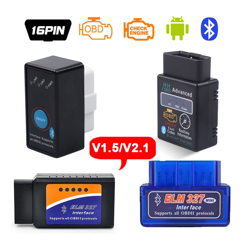 Obd2 เครื่องสแกนเนอร์รถยนต์ ELM327 บลูทูธ V1.5 V2.1 OBD HH OBDII ไร้สาย ...