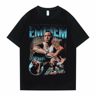 เสื้อยืดเท่ แร็พ Eminem ฮิปฮอปขนาดใหญ่ Tshirt ฤดูร้อนแขนสั้นเสื้อยืดแขนสั้นผู้ชายสตรีทแวร์ผู้ชายผู้หญิงแฟชั่นฮาราจูกุ Ov