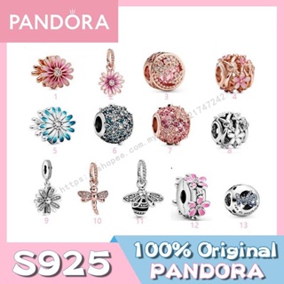 Pandora จี้เงิน S925 รูปดอกเดซี่ และผึ้ง สีชมพู สําหรับทําสวน w1022