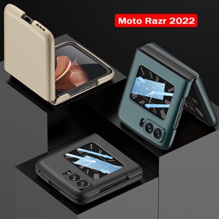 เคสโทรศัพท์มือถือ PC แข็ง บางมาก กันกระแทก พร้อมกระจก ป้องกันกล้อง สําหรับ Motorola Moto Razr 2022