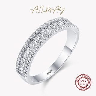 Ailmay แหวนเงินแท้ 925 ทรงสี่เหลี่ยมผืนผ้า หรูหรา เครื่องประดับแฟชั่น สําหรับผู้หญิง งานแต่งงาน