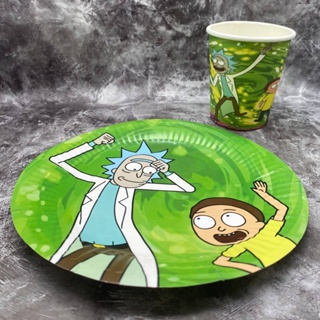 จานกระดาษ แก้วกระดาษ จาน แก้ว Rick 1 Set 10 ชิ้น / pieces Party paper plate , cup